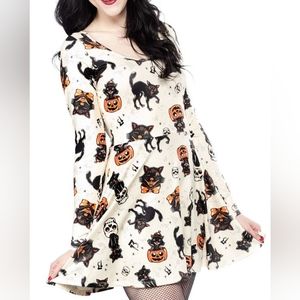 Sourpuss Cream Halloween skater dress Plus 3X